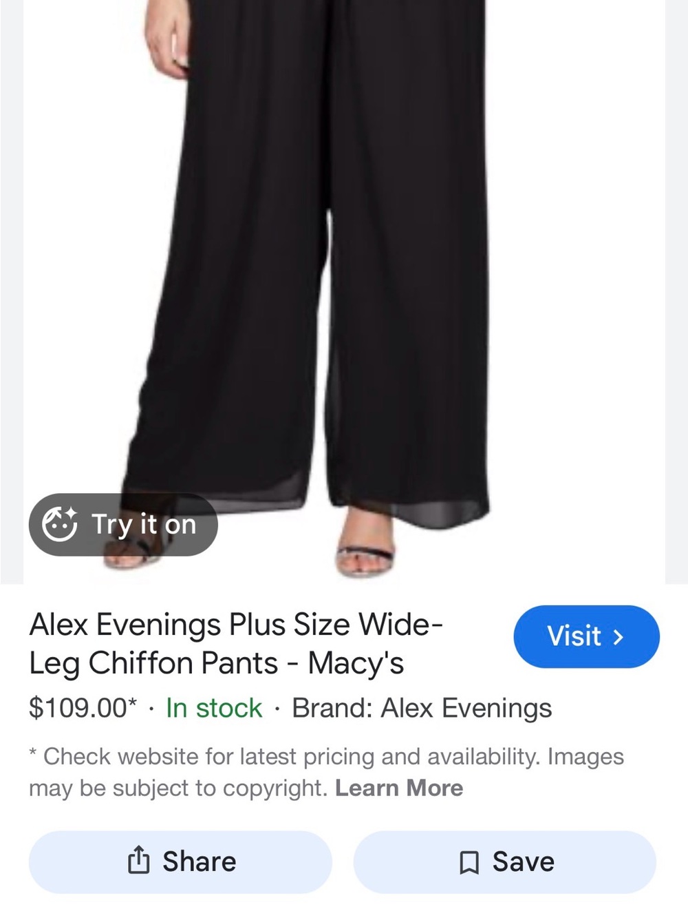 Alex Evenings Black Plus-Size Wide Leg Chiffon Pants